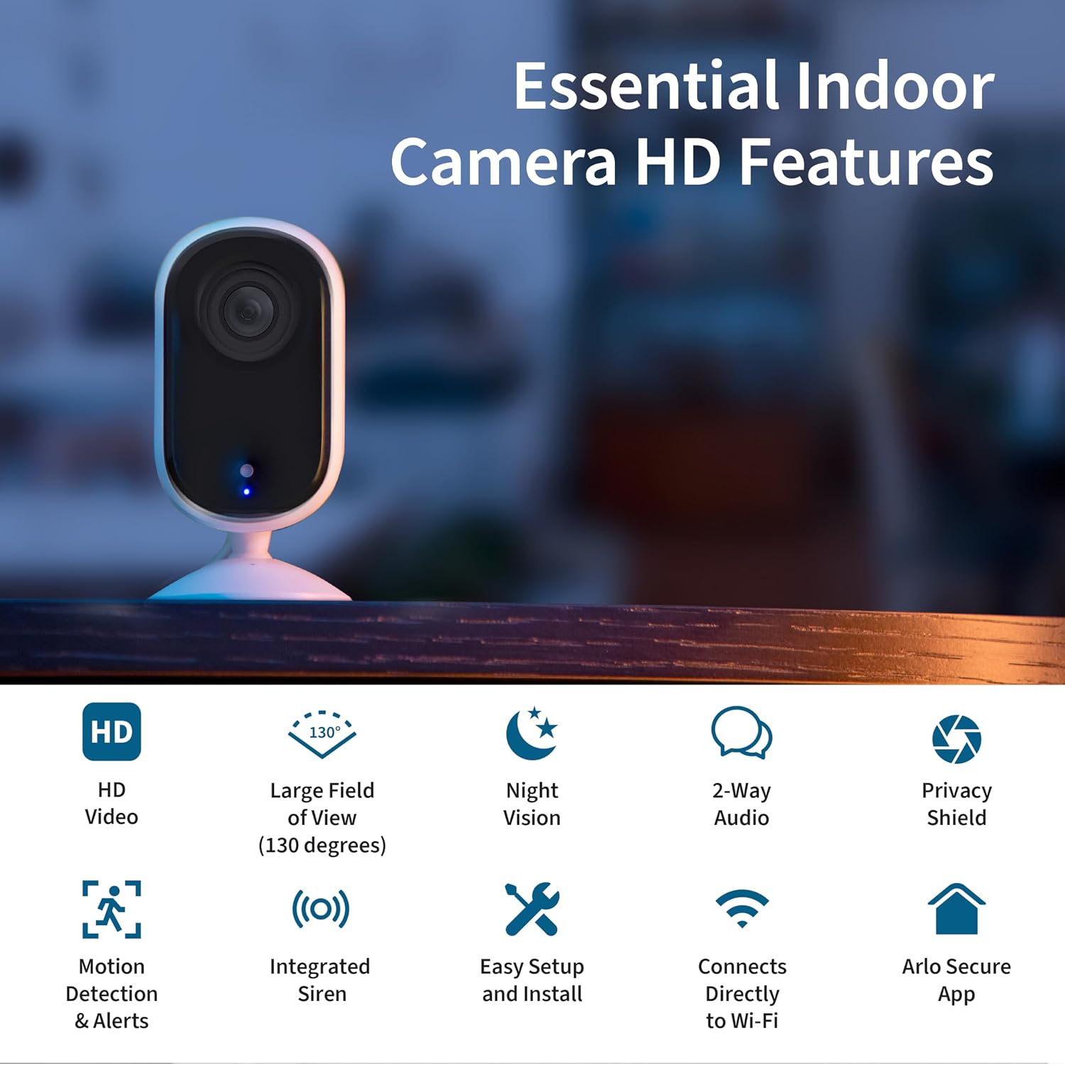 Detalle de Arlo VMC2060 Essential Indoor HD Camera (2nd Gen), 1080p, Privacy Shield