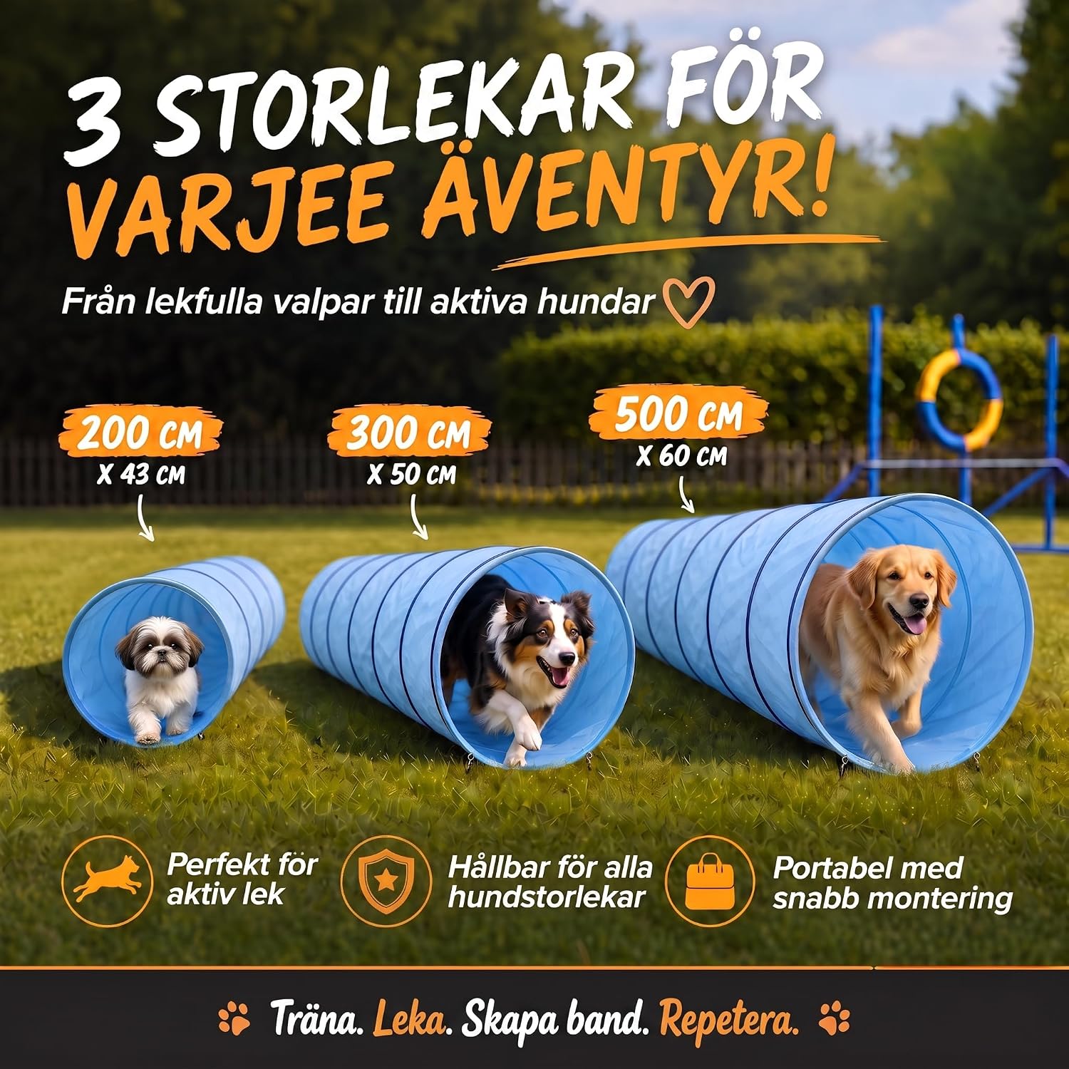 Thumbnail 6 de GOODS+GADGETS Agilitytunnel för hund, 500 x 60 cm, böjbar nylon