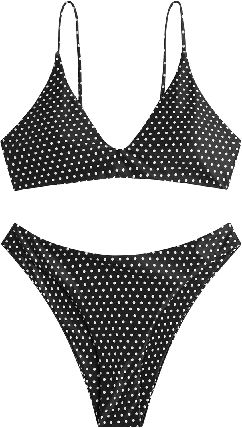 Thumbnail 1 de ZAFUL Women's Tie Back Padded High Cut Bralette Bikini Set Two Piece Swimsuit