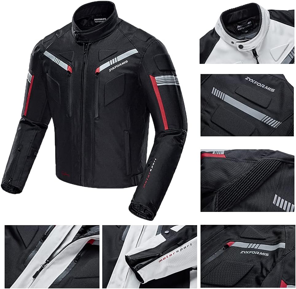Detalle 2 de Zyxformis Motorradjacke Herren – Wasserabweisend, Winddicht, CE-Protektoren und Allround-Einsatz