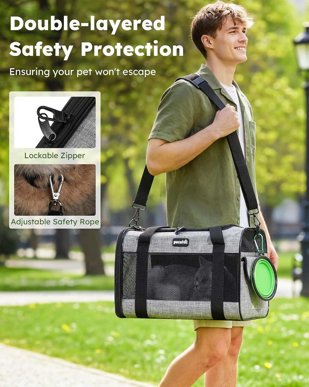 Detalle 2 de pecute Pet Carrier Bag for Pets 5kg Grey