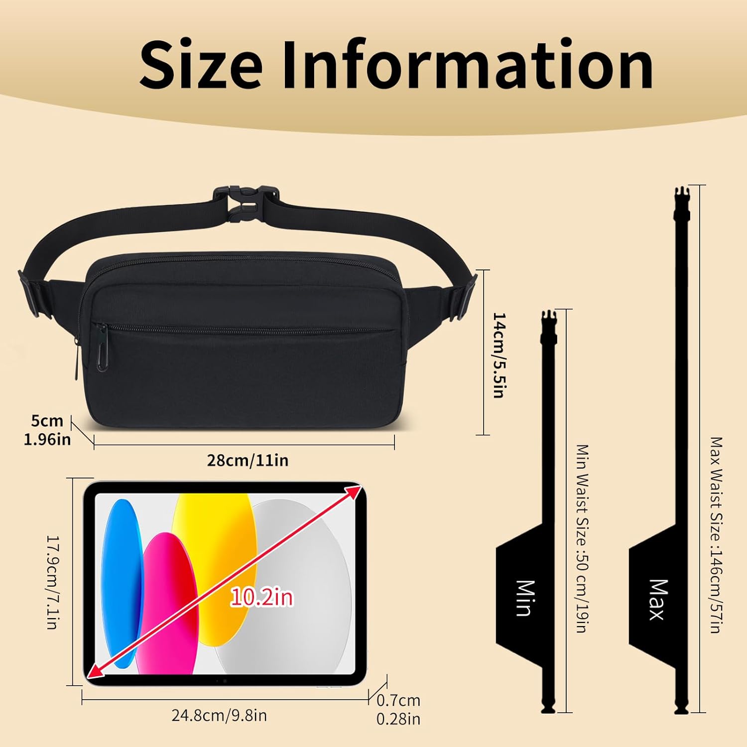 Thumbnail 2 de Bum Bag Fanny Pack for Outdoors – Large Capacity, Waterproof, Adjustable Belt