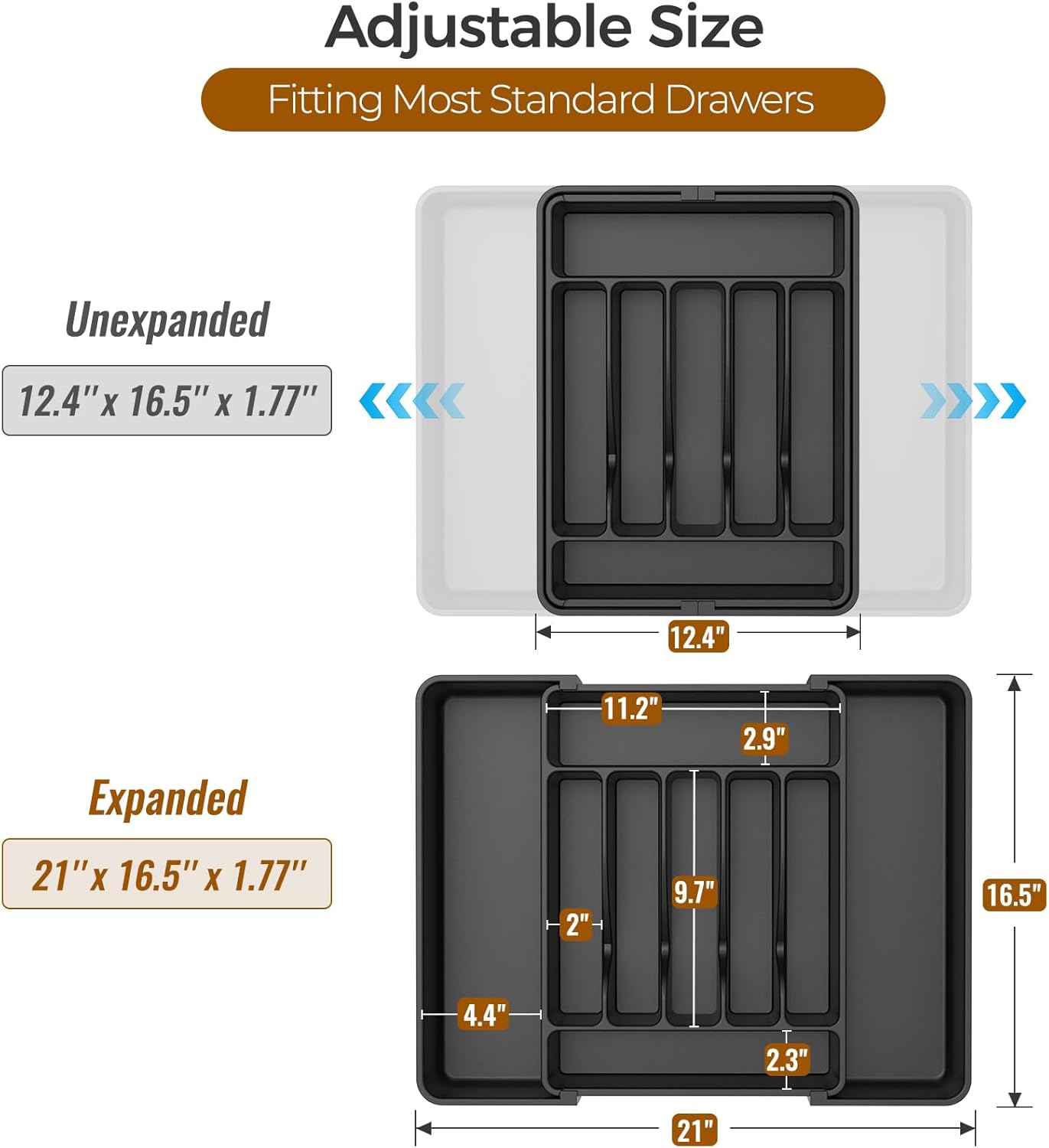 Detalle de ukeetap Extra Large Expandable Silverware Organizer