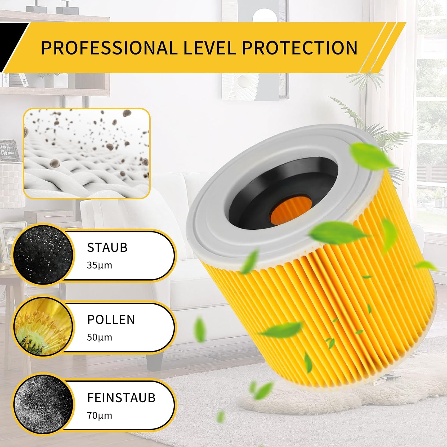 Detalle de Filtre à Cartouche compatible pour aspirateur Kärcher WD et SE