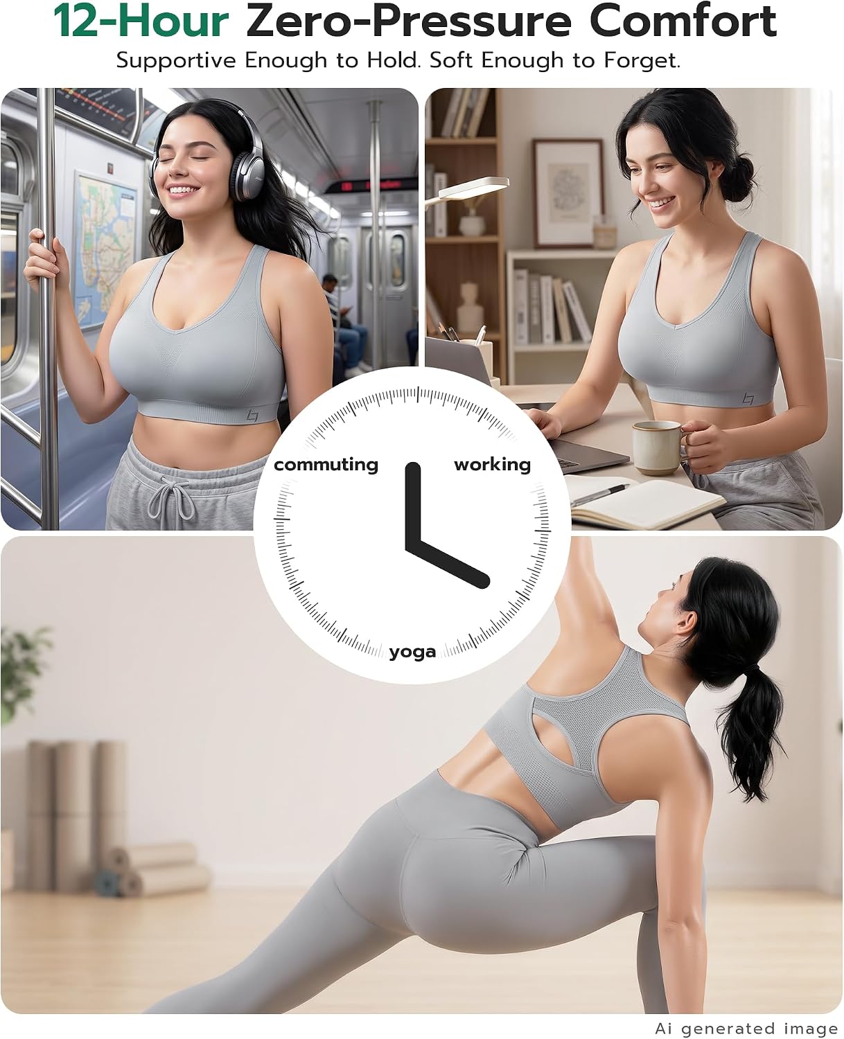 Detalle de FITTIN Racerback Padded Sports Bra for Women: Seamless Support for Yoga, Gym, and Active Lifestyles