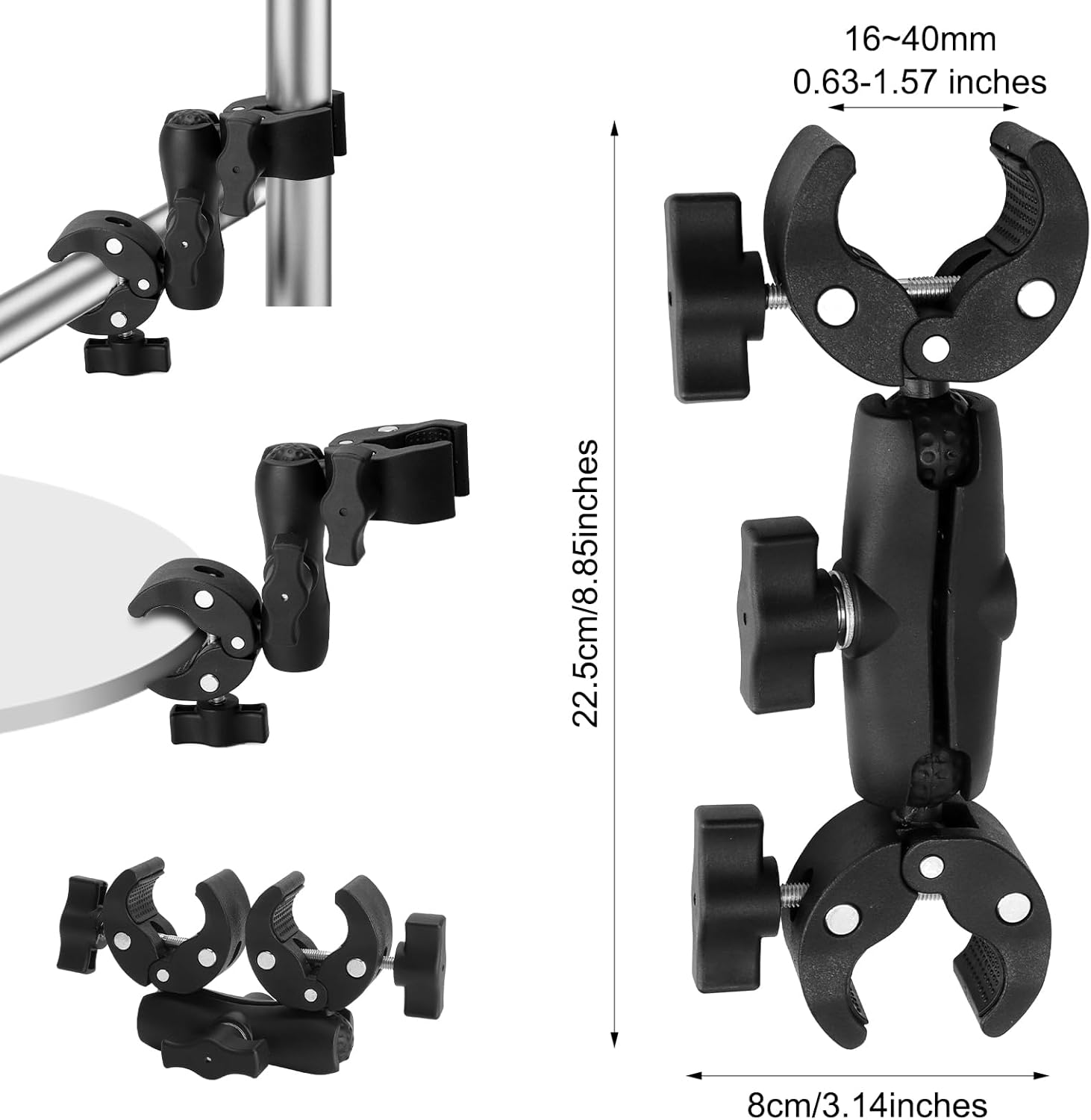 Thumbnail 1 de TMZELOA Action-Cam Lenkerhalterung mit 9" Aluminium-Arm (360° Doppelkugelkopf) und 1/4-20 Adapter