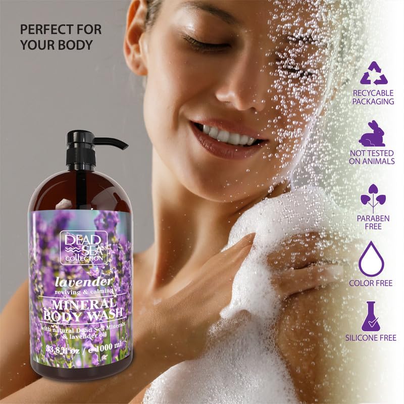 Thumbnail 3 de Dead Sea Collection Lavender Body Wash: Pure Dead Sea Minerals + Lavender Oil (Pack of 2, 67.6 fl oz)