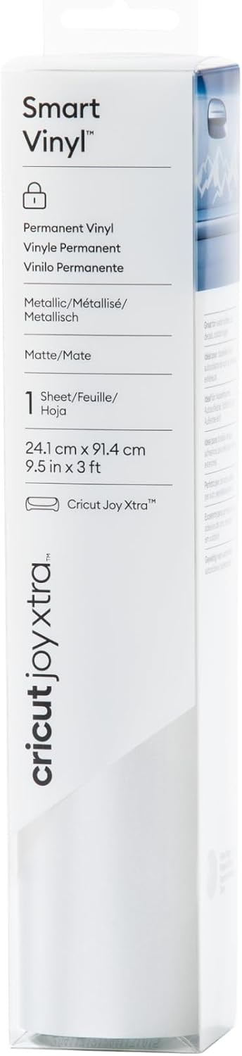 Cricut Joy Xtra Permanent Adhesive Vinyl (Metallic Silver) | Self-Adhesive roll for mugs, bottles & DIY