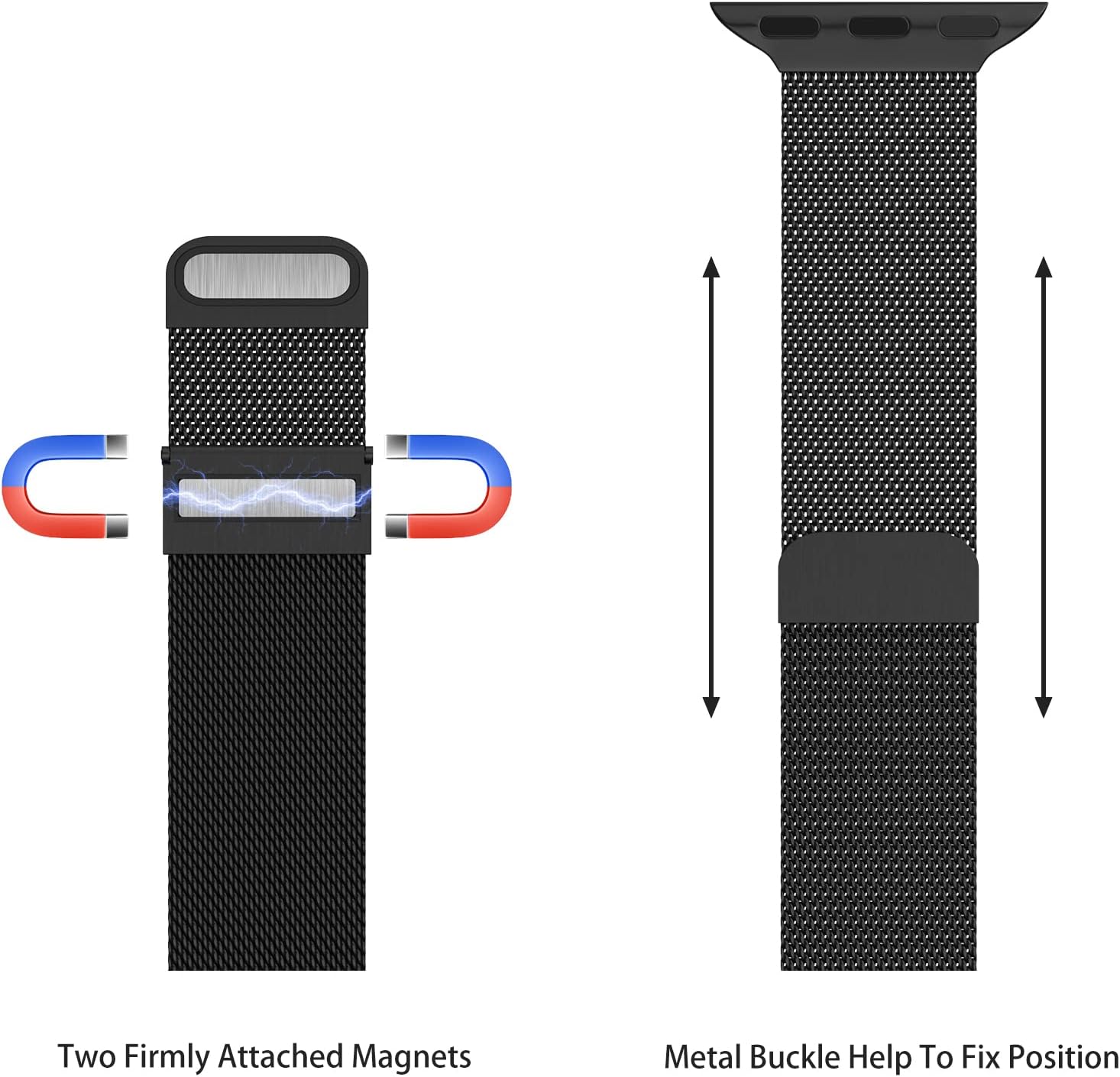 Thumbnail 3 de Tuocal metal upgraded mesh strap for Apple Watch (42mm/44mm/45mm/46mm) with dual magnetic clasp