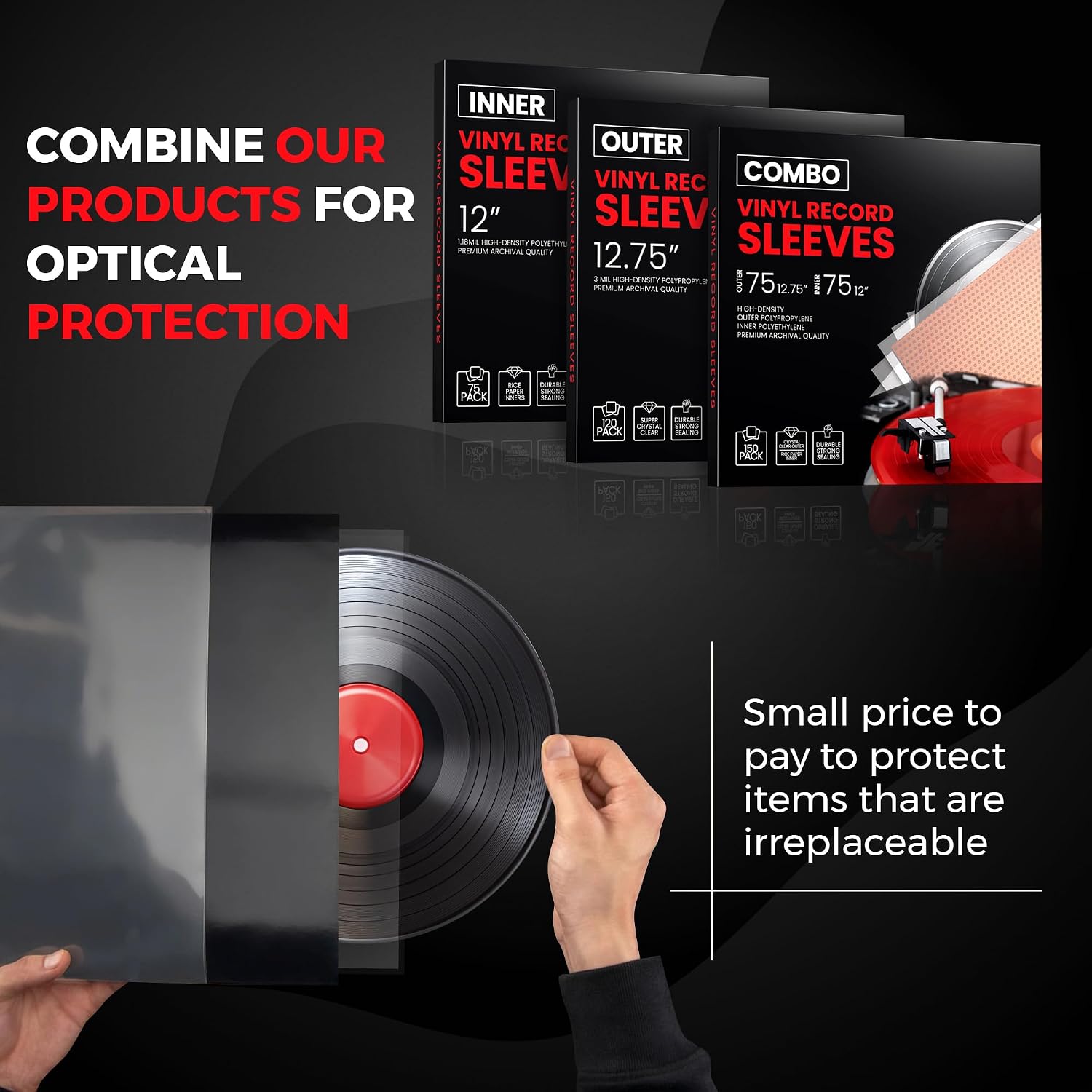 Detalle de 120 Pack 12.75-inch Vinyl Outer Sleeves (3mil) – Premium Archival Outer Covers for LPs