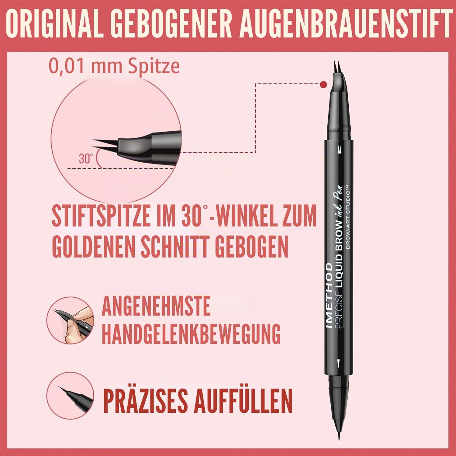 Detalle de iMethod Curved Microblading Augenbrauenstift – 2-in-1 gebogener Stift mit feiner Pinselspitze