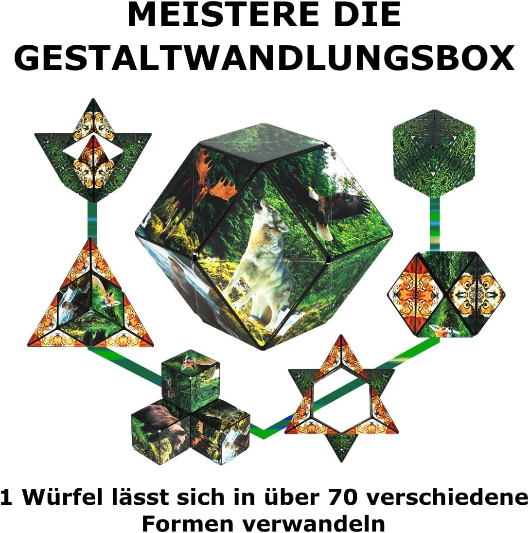 Thumbnail 3 de Shashibo Formwechsel-Box mit 36 Seltenerdmagneten – patentierter Zappelwürfel mit über 100 Formen (Forest)