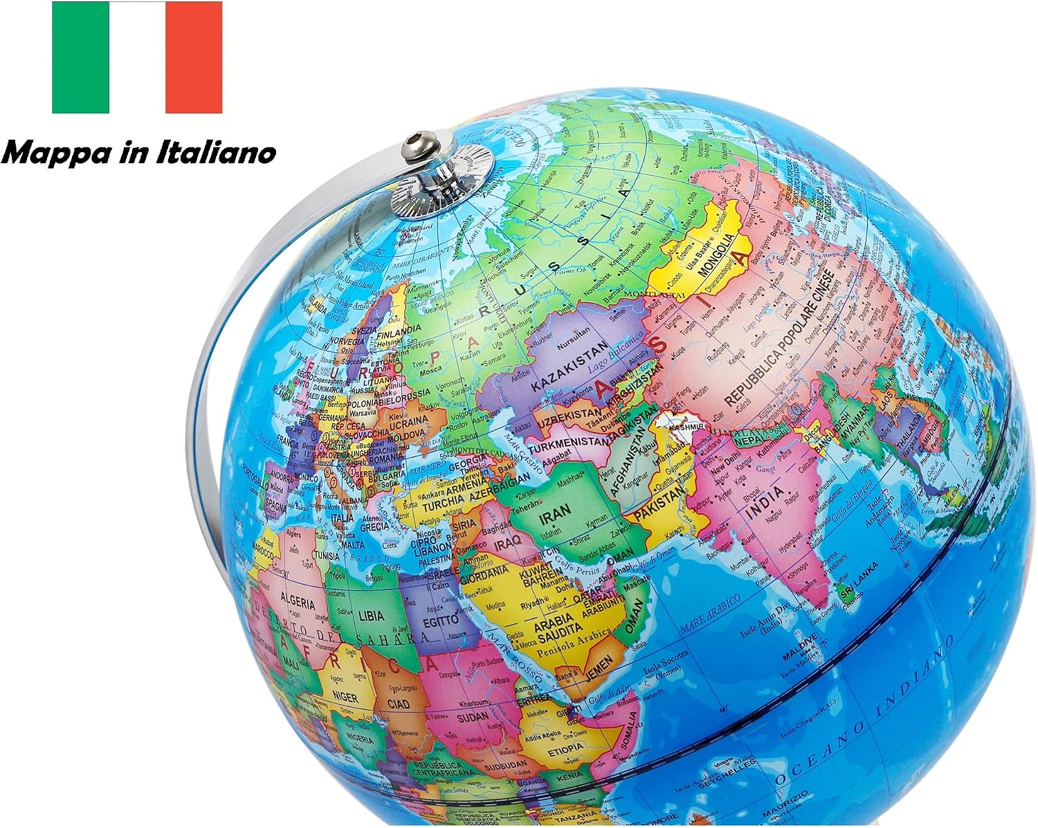 Thumbnail 5 de Exerz Mappamondo Illuminato 23 cm con supporto in metallo: Politica di giorno, Costellazioni di notte