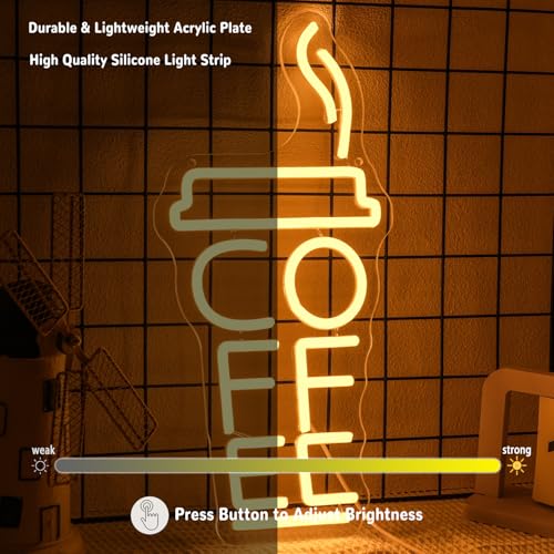 Thumbnail 3 de LMSIGNLY Kaffee Neon Schild – Wanddekoration mit warmer Weißlicht, USB betrieben