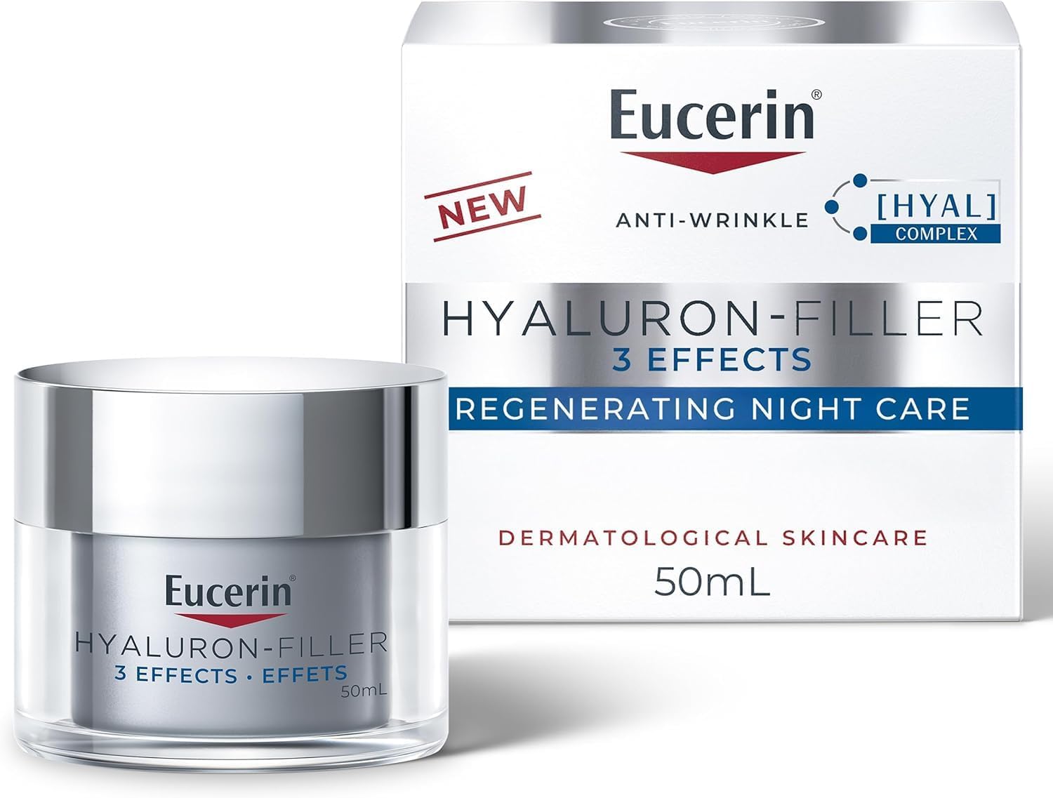 Detalle de Eucerin Anti-Wrinkle Regenerating Face Night Cream, Hyaluronic Acid, 50 mL