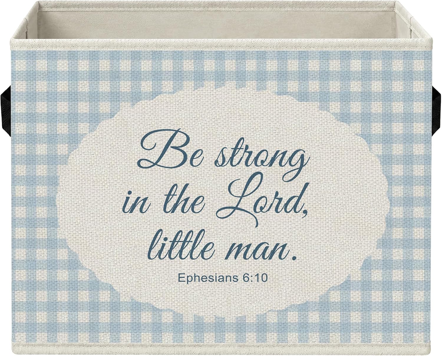 Detalle de BCUANGD 1135 Christian Nursery Storage Bin, Blue Gingham, Foldable Polyester