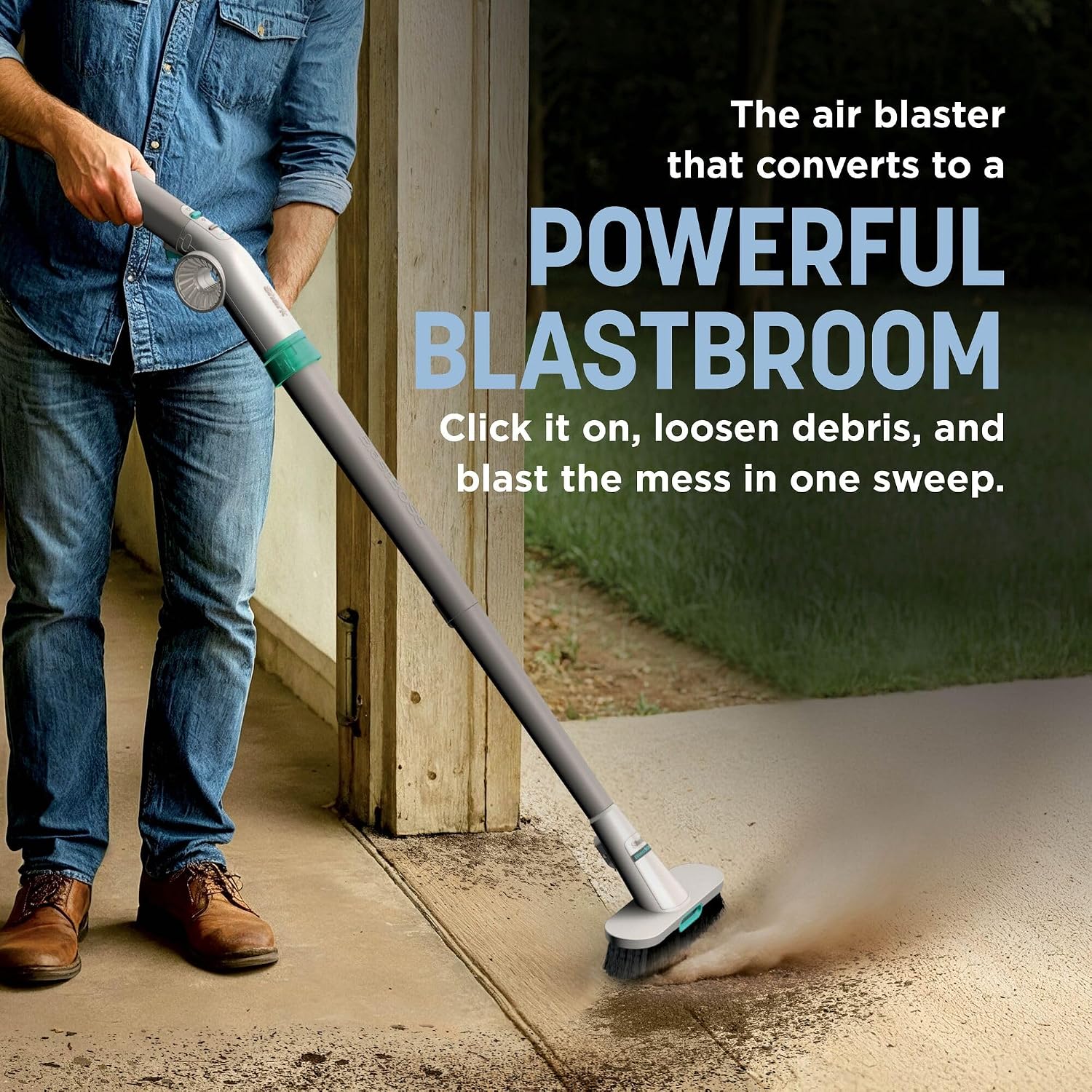 Detalle de Shark BlastBoss All-in-One Cordless Air Blasting System with BlastBroom – Sky AB2111UKBL