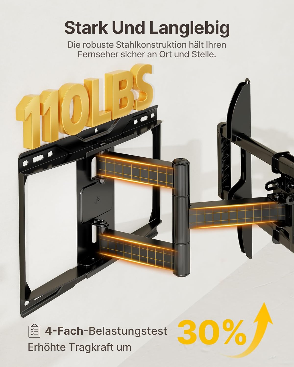 Thumbnail 1 de monTEK Vollbewegliche TV Wandhalterung 37–84 Zoll – schwenkbar, neigbar ohne Werkzeug, ausziehbar bis 422 mm, max. VESA 600x400