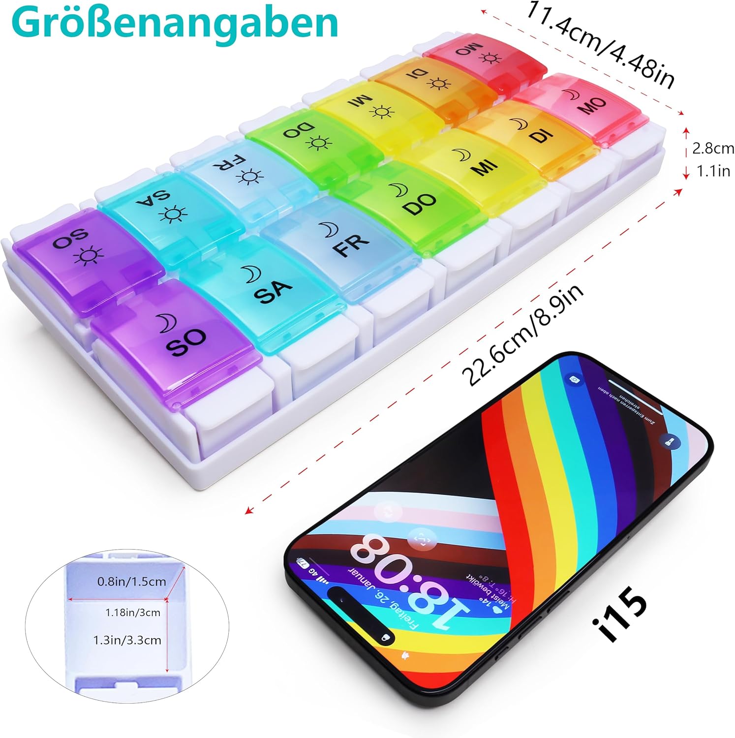 Thumbnail 5 de MOLN HYMY Medikamentenbox 7 Tage 14 Fächer