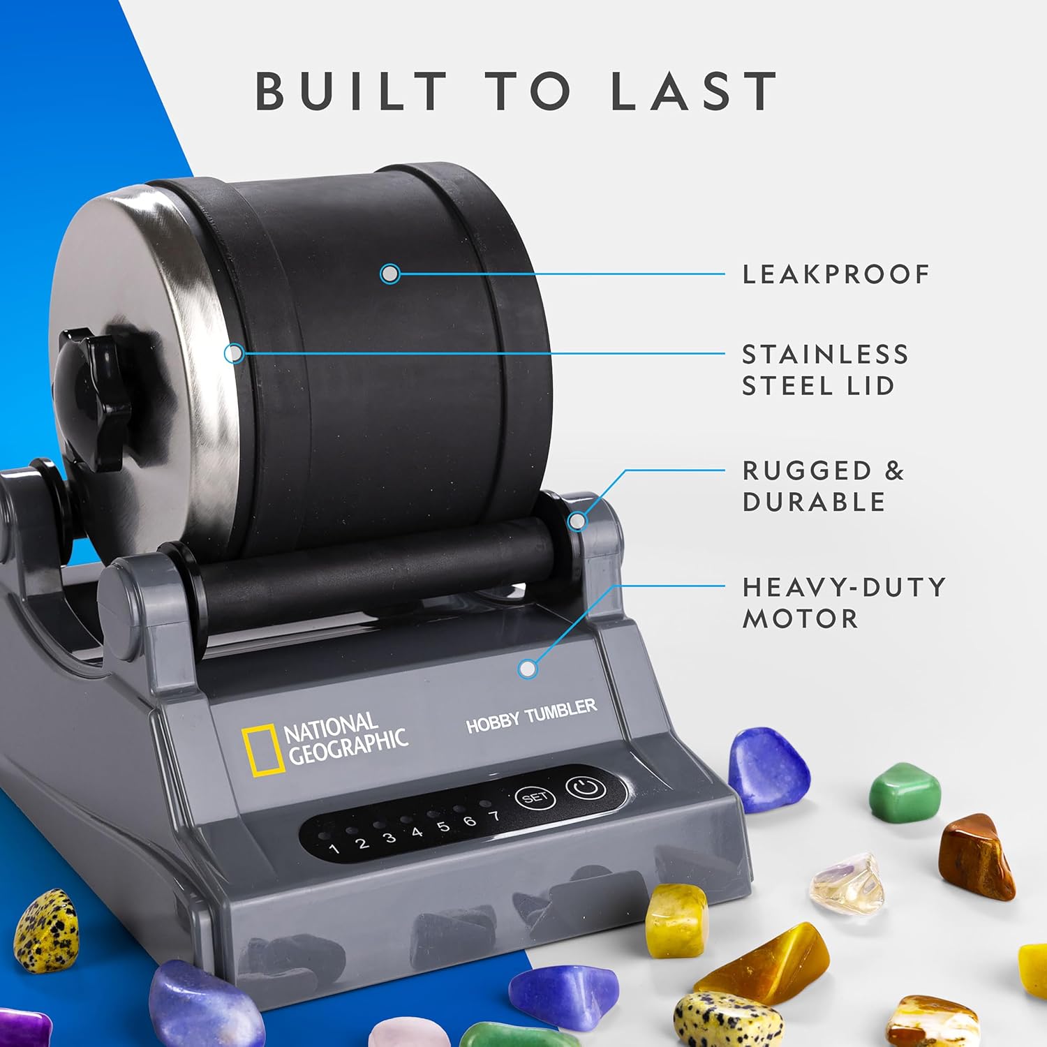 Detalle de NATIONAL GEOGRAPHIC Hobby Rock Tumbler Kit – Rock Polisher for Kids & Adults