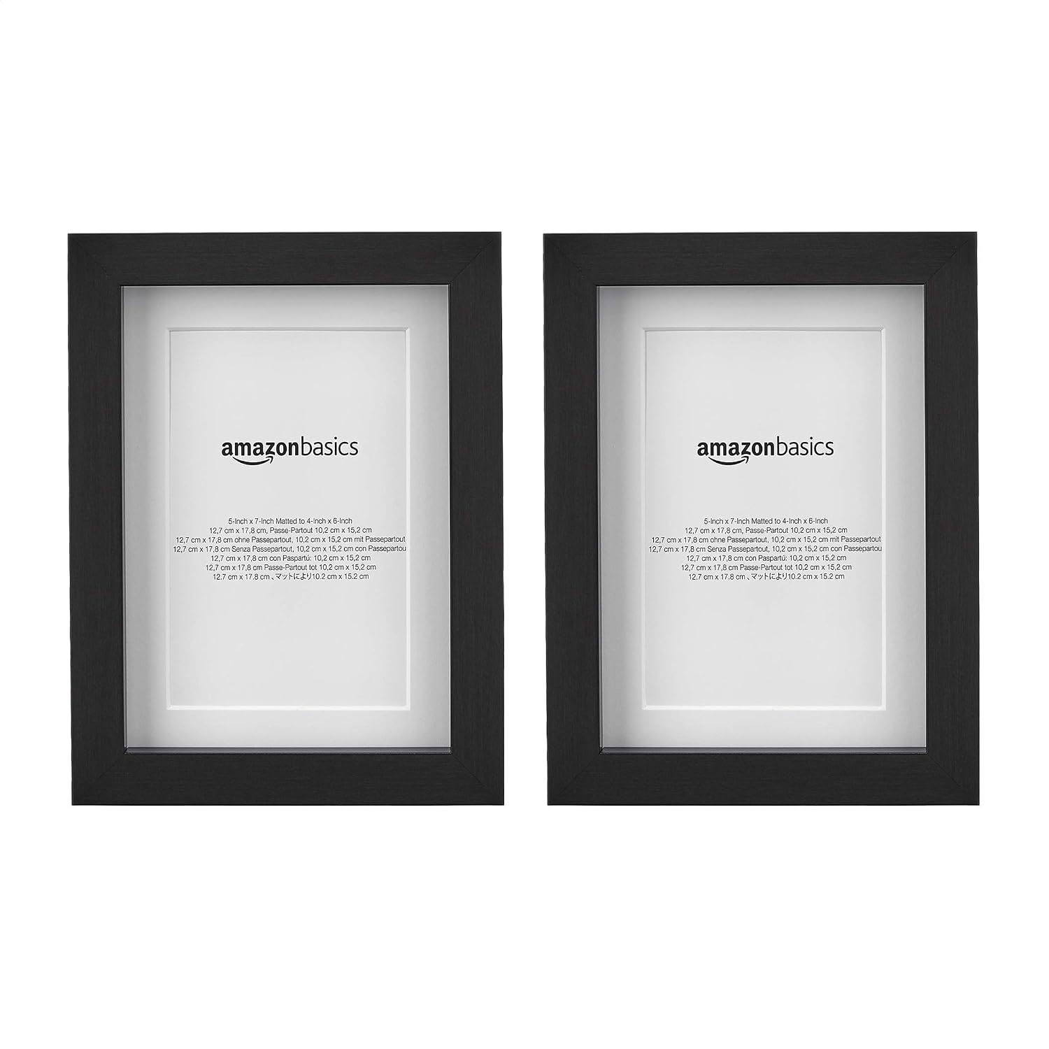 Detalle de Amazon Basics Rechteckig 2er-Set Fotorahmen mit Matte, 13 x 18 cm (10 x 15 cm mattiert), Schwarz