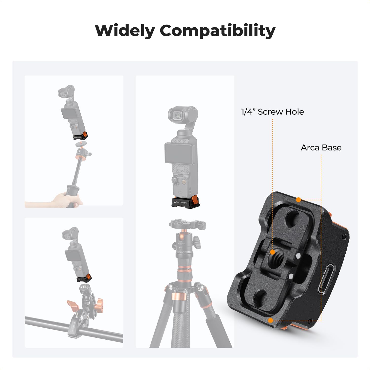 Thumbnail 5 de K&F CONCEPT Ladeadapter Basis für DJI Osmo Pocket 3 (Typ-C) mit Arca-Standard und 1/4-Schraublöchern