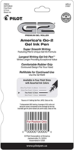 Detalle de Pilot G2 Premium Rolling Ball Gel Pens, Black Ink (4-Pack)