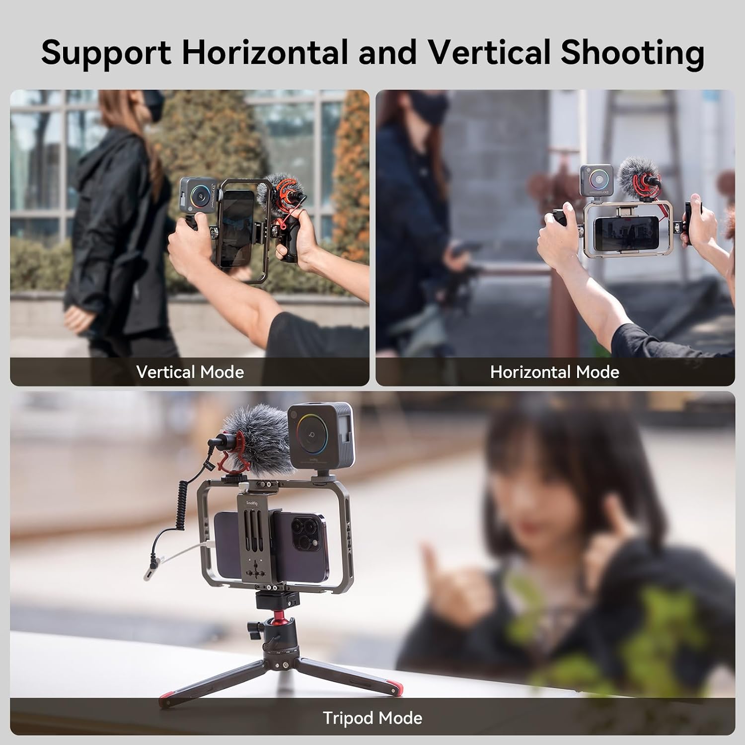 Detalle 2 de SMALLRIG Kit de montage vidéo pour smartphone universel 4121 avec cage en aluminium et double poignée