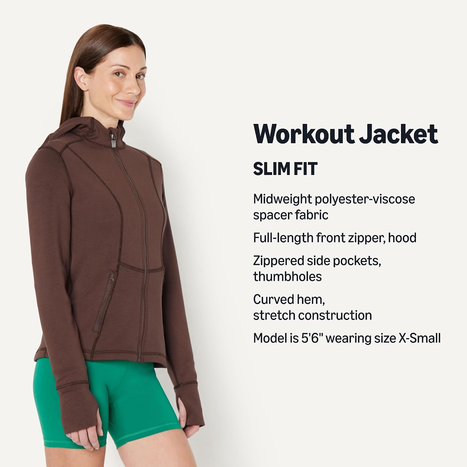 Detalle 2 de Amazon Essentials Women’s Slim Fit Zip-Front Workout Jacket with Hood