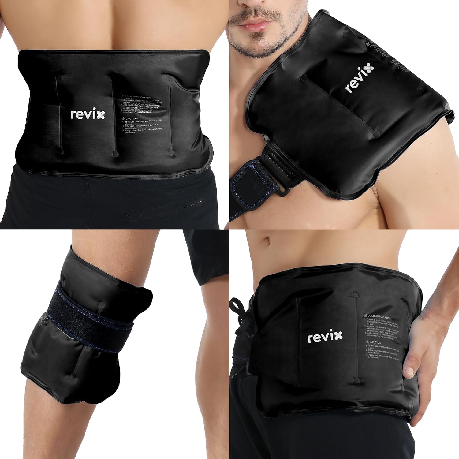 Detalle de REVIX Ice Pack for Lower Back Pain Cold Compress Ice Bag for Shoulder, Reusable 16 × 9 in Gel Wrap