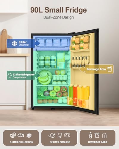 Detalle de WELLENT 90L Under Counter Fridge with Reversible Door and 8L Chiller Box