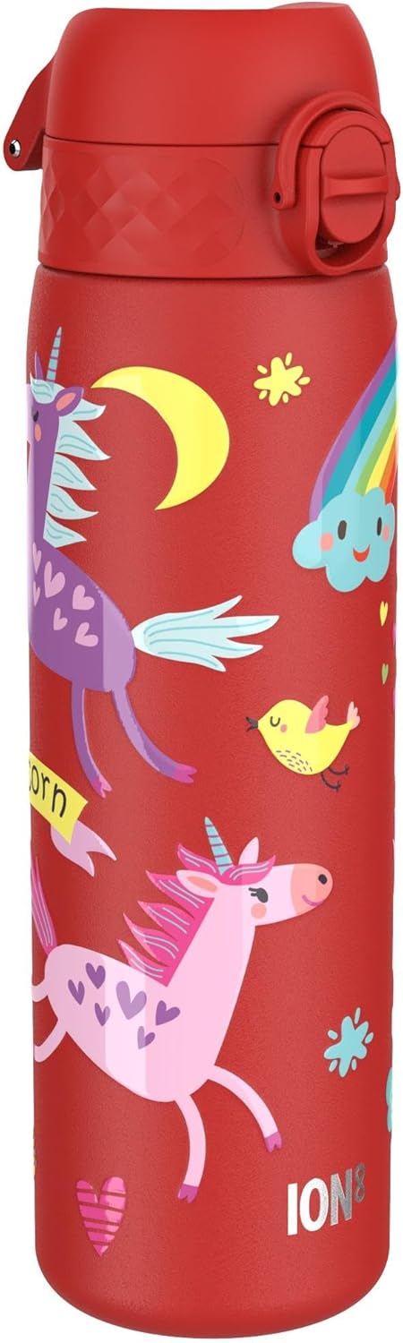 Detalle de Ion8 Gourde 500 ml – Anti-fuite, ouverture facile et sans BPA – Licornes Lilas