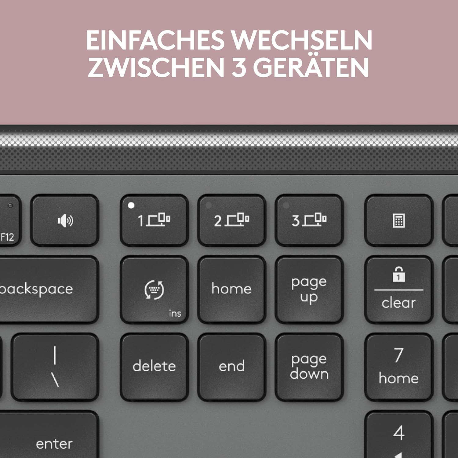 Detalle de Logitech Signature Slim K950 kabellose Tastatur – schlankes Design, Multi-OS, DEU QWERTZ