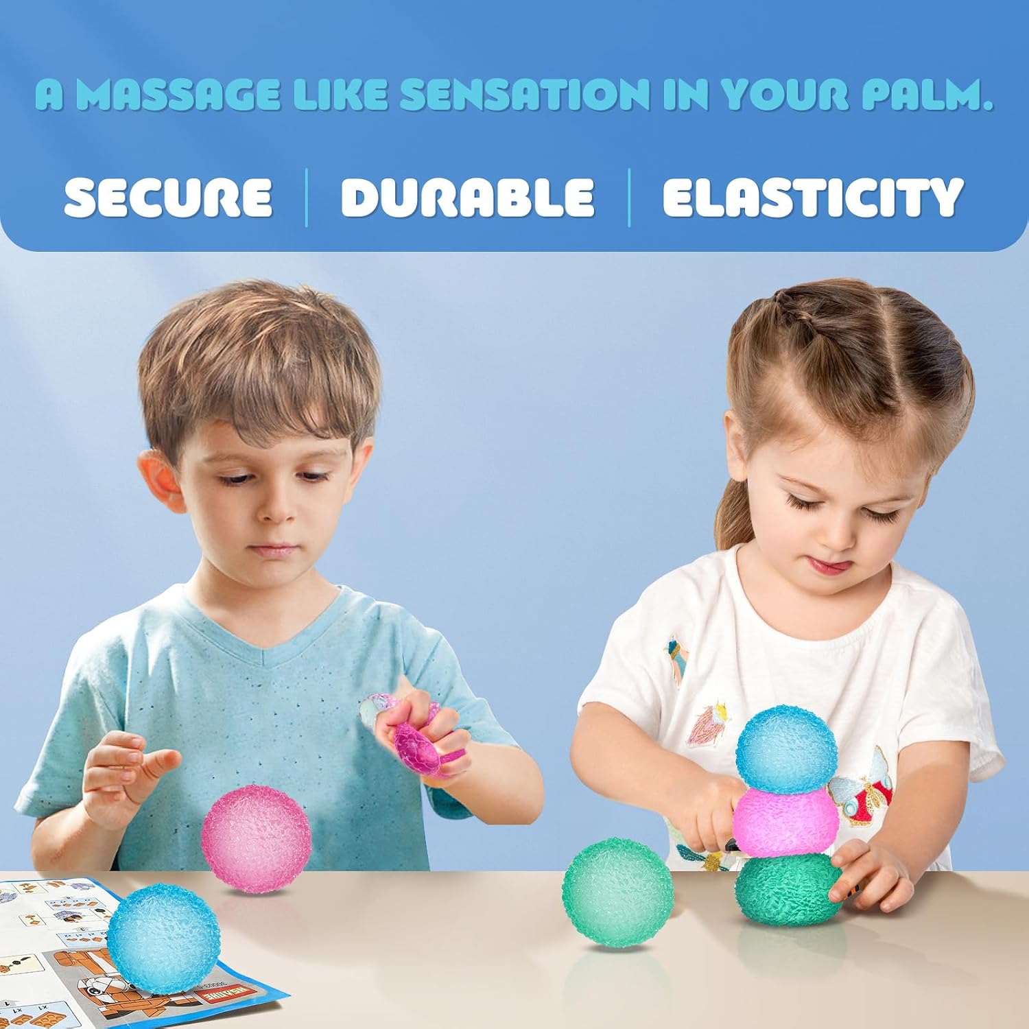 Detalle de UWKNHS 3pc Texture Ball Stress Set — High-Density Gel Fidget Toys for Adults