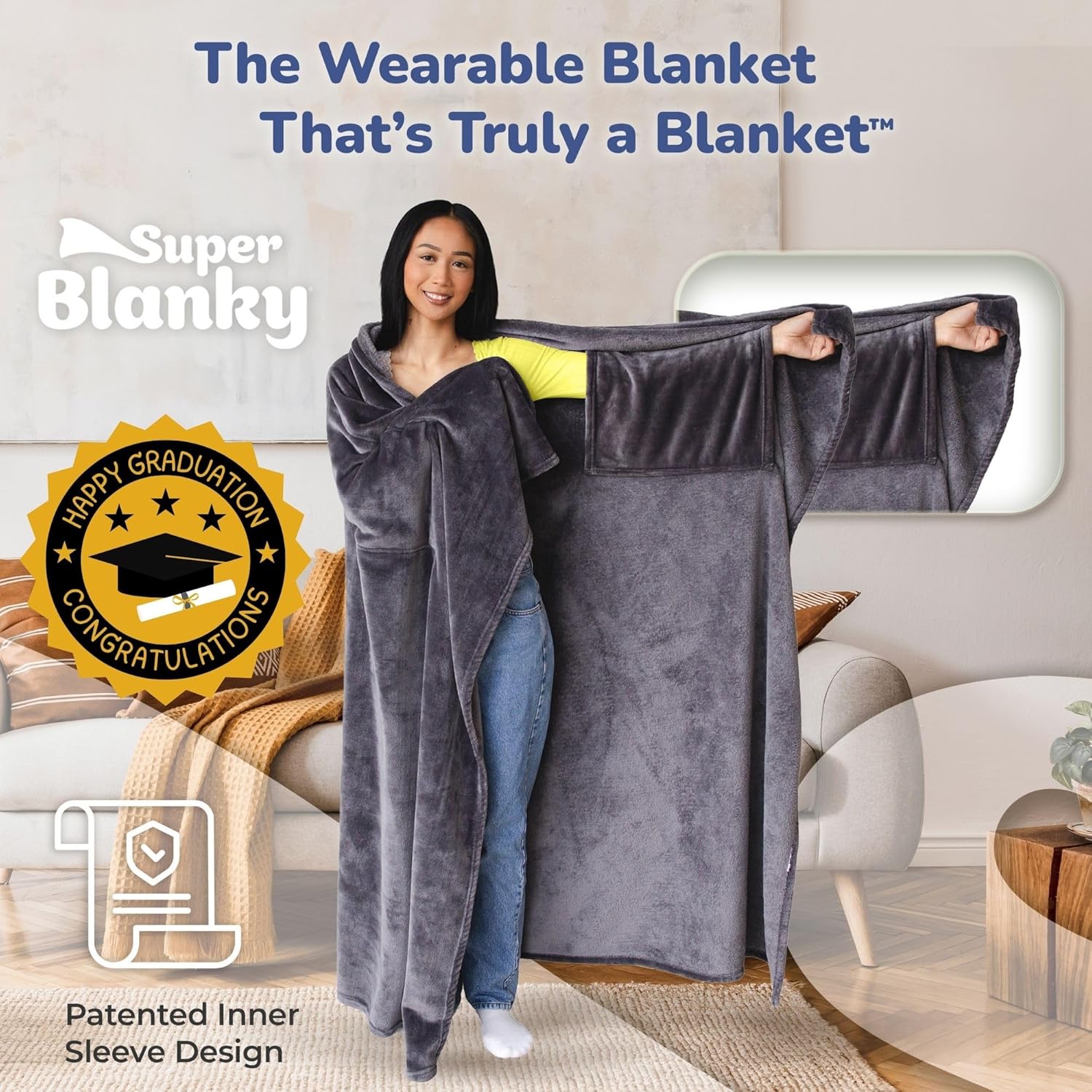 Detalle 2 de Super Blanky Wearable Blanket 70" x 60" 🛋