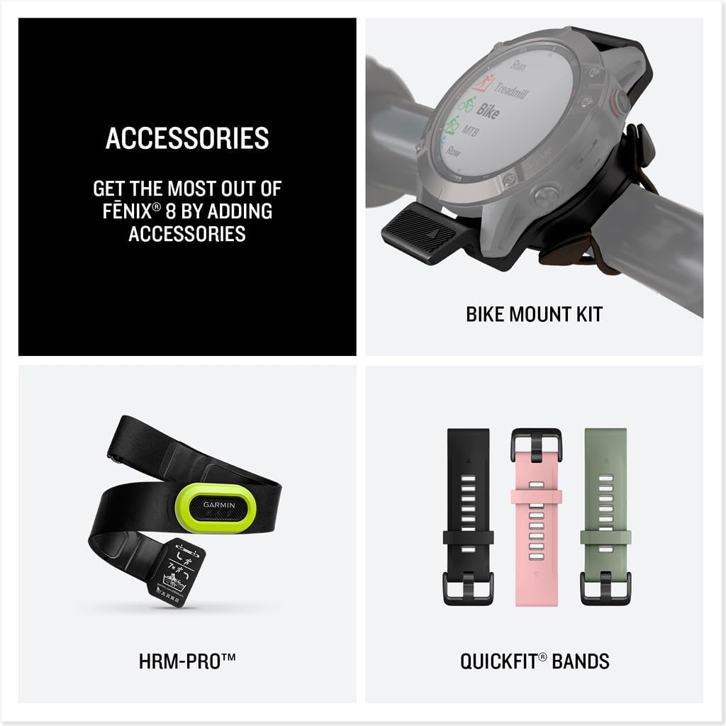 Thumbnail 6 de Garmin fēnix 8 Solar Sapphire, 47mm DLC Titanium Black/Pebble Gray