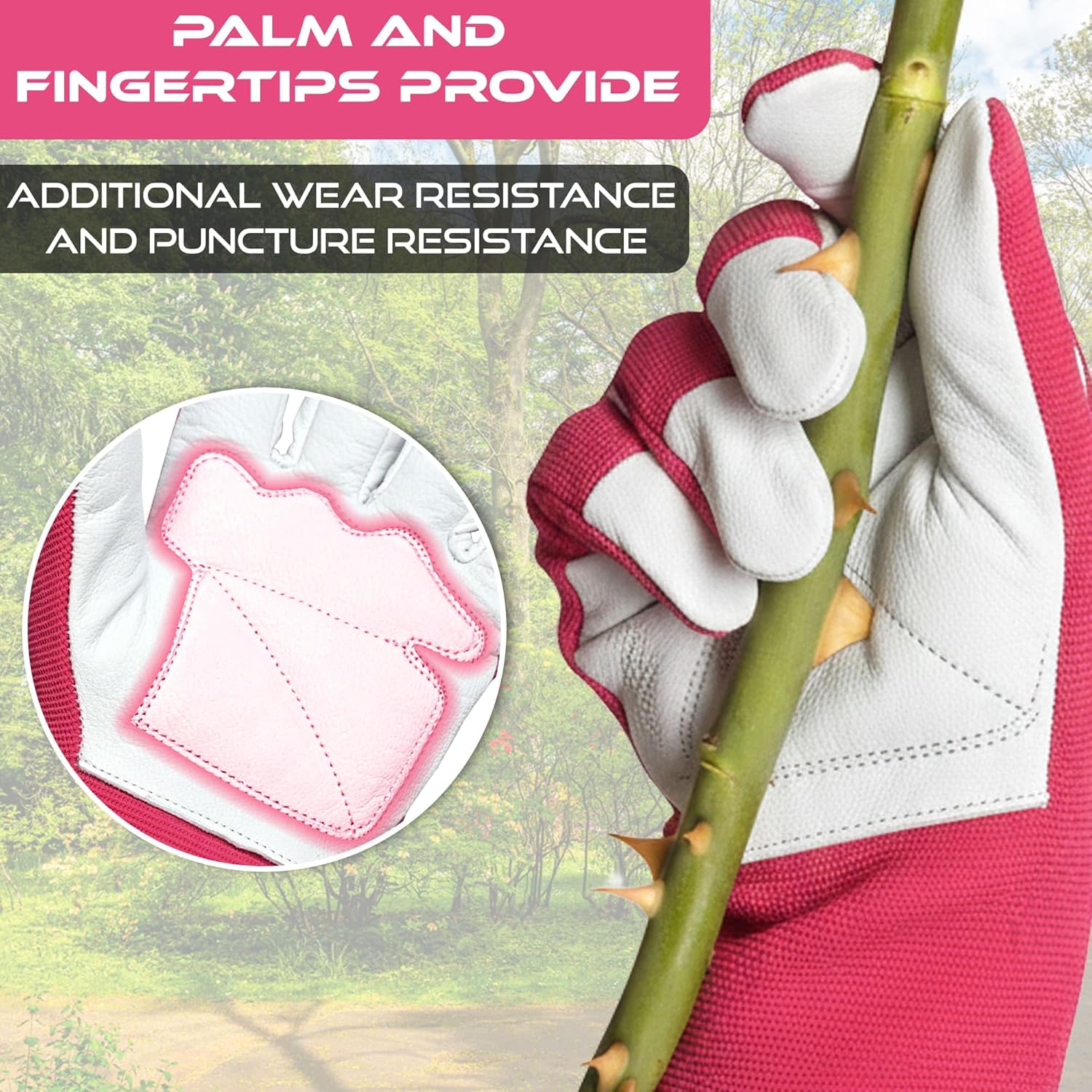 Thumbnail 3 de WFX Long Gardening Gloves – Leather Goatskin, Thorn-Proof, Forearm Protection (Small, Pink)