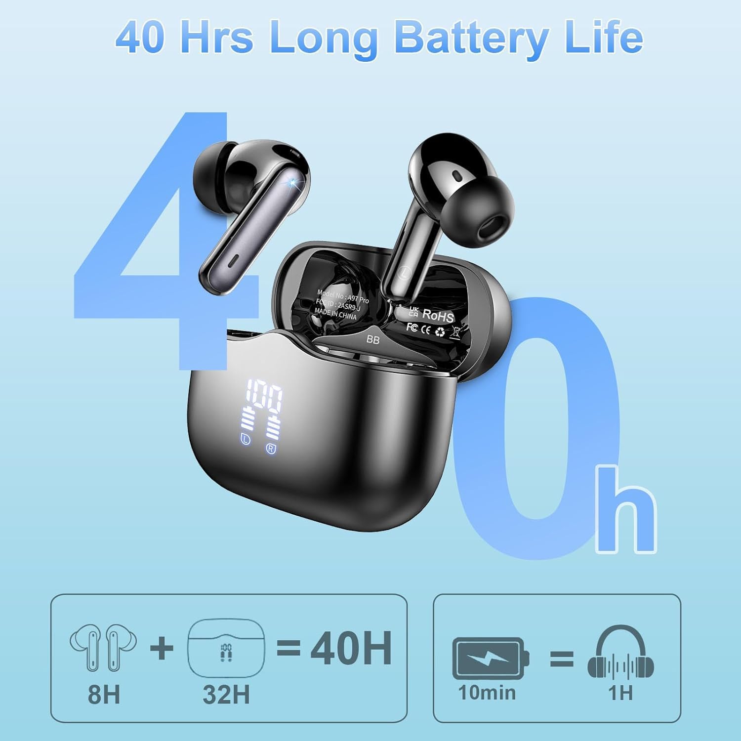Thumbnail 4 de Xinwld A97 Cuffie Bluetooth 40 ore