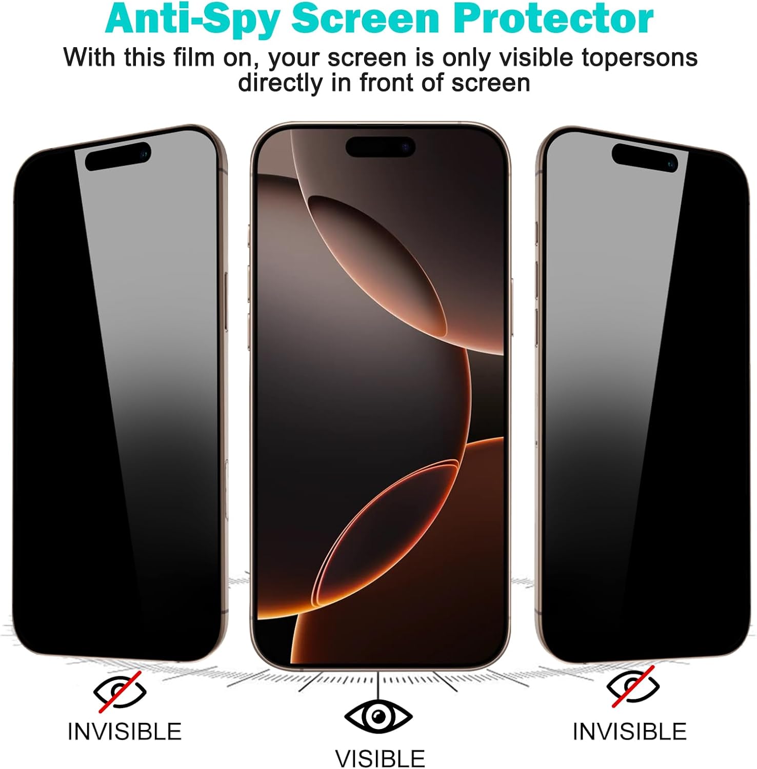 Detalle 2 de PEHAEL 3+3Pack Privacy Screen for iPhone 16 Pro Max