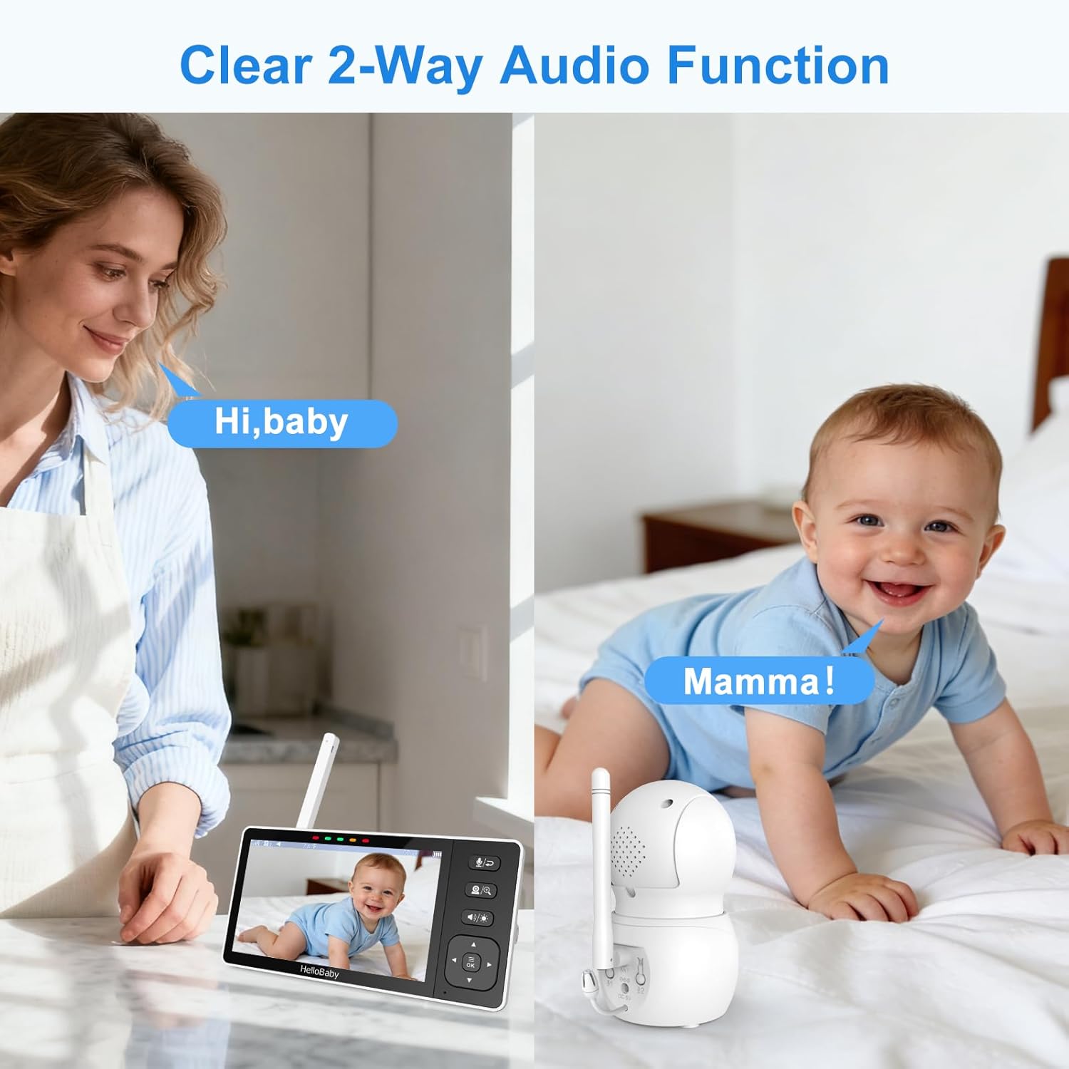 Thumbnail 5 de HelloBaby Baby Monitor 1080P, 2‑Camera, 5.5″ Split‑Screen