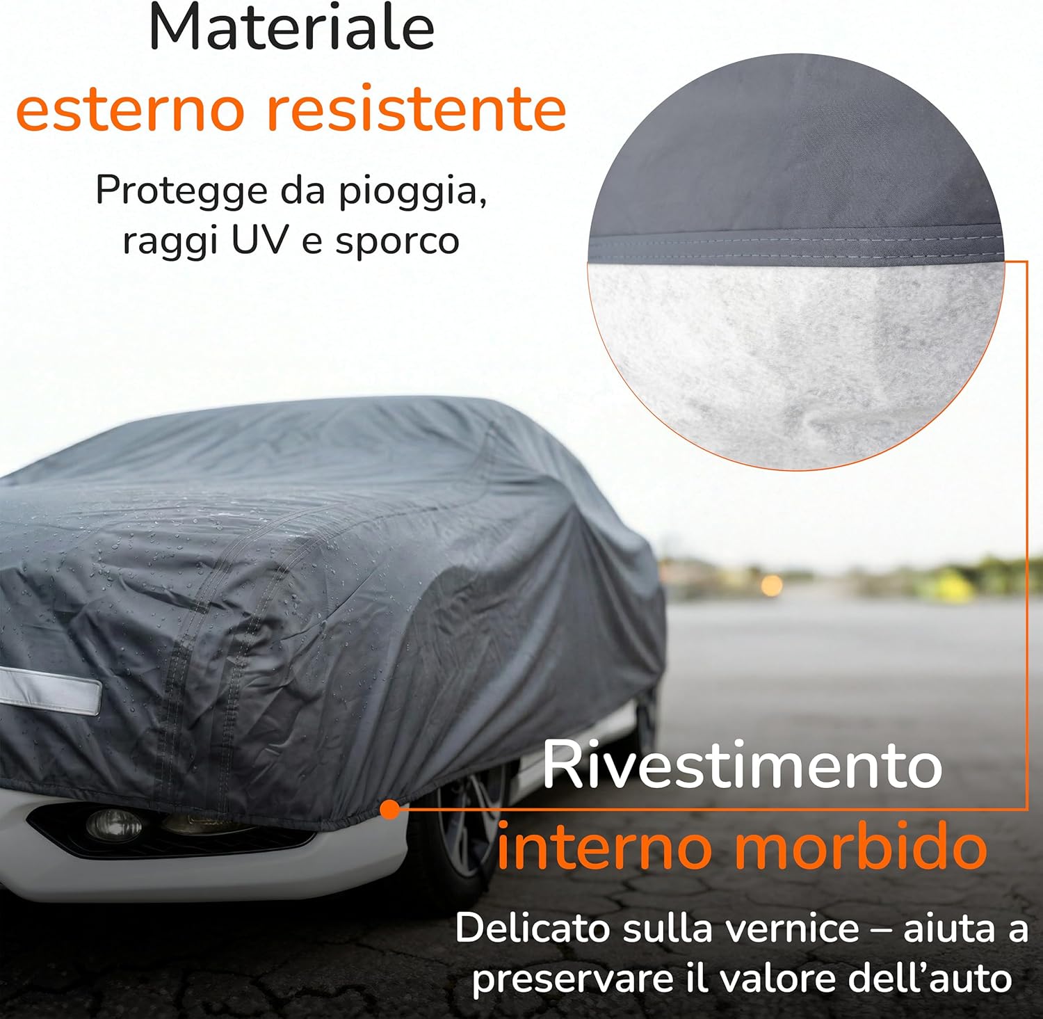 Detalle de Upgrade4cars Telo Copriauto Esterno Premium Versione 2026 Impermeabile – Copertura Completa per Tutte le Stagioni (S 410x177x120 cm)