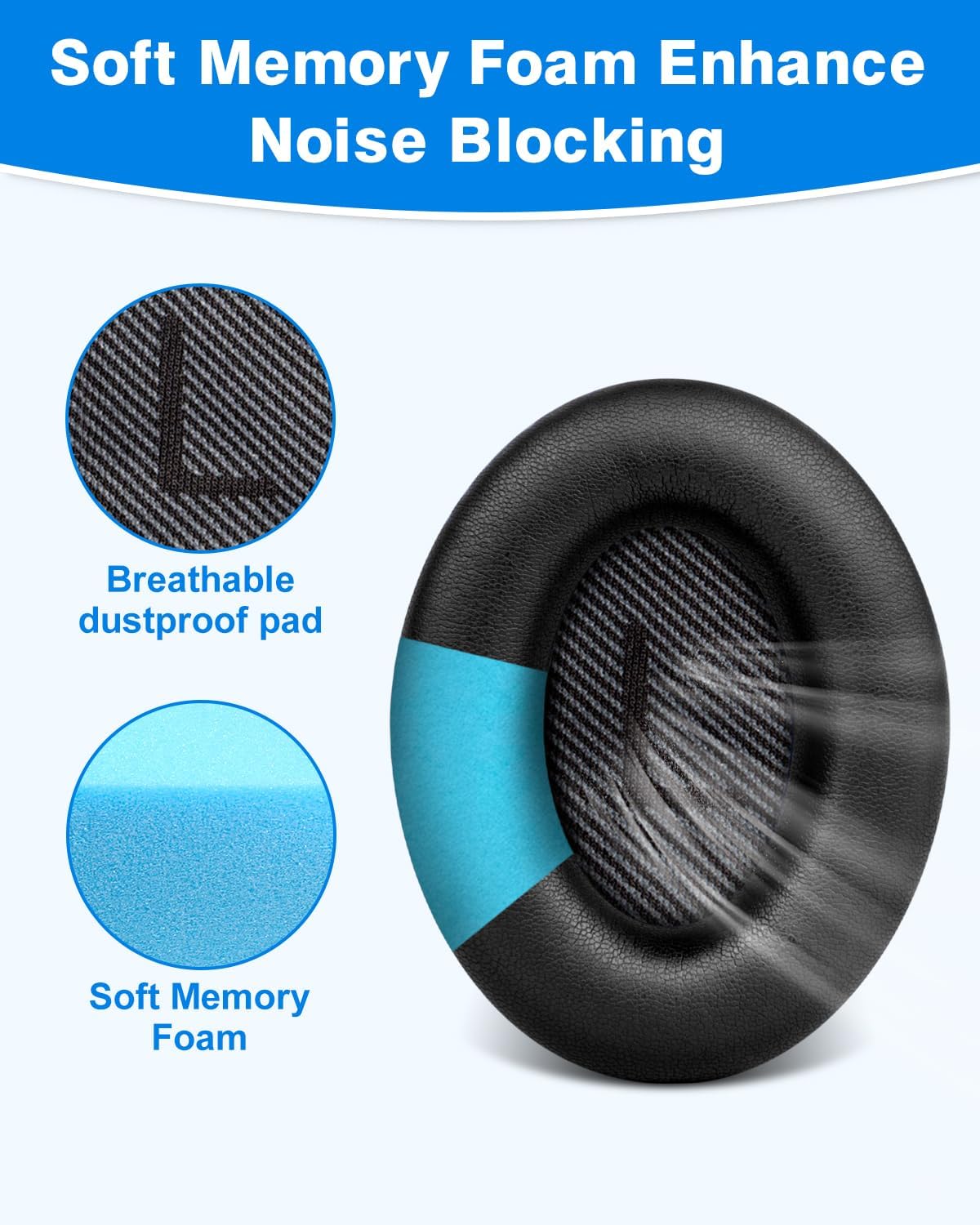 Thumbnail 3 de Link Dream Coussinets de remplacement pour Bose QuietComfort QC35 / QC35 II (noir)