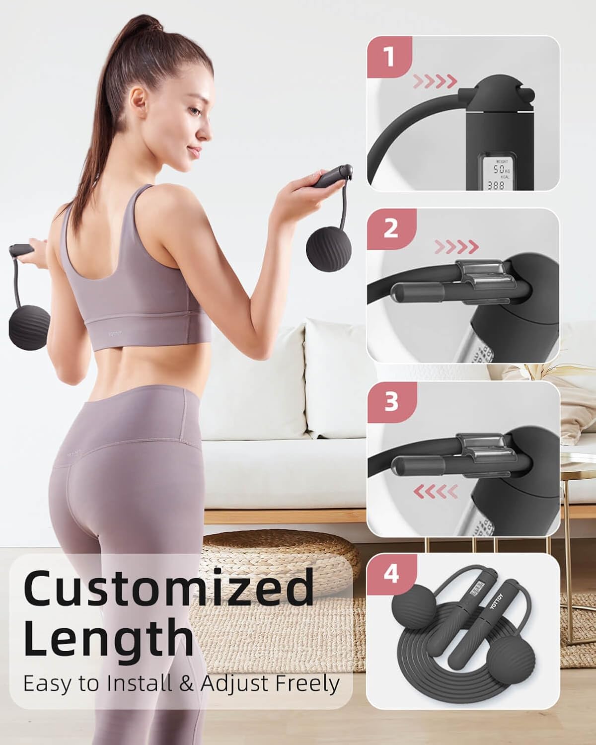 Thumbnail 6 de YOTTOY skipping rope for adults with LCD display – cordless counter jump rope with large ball-weight design