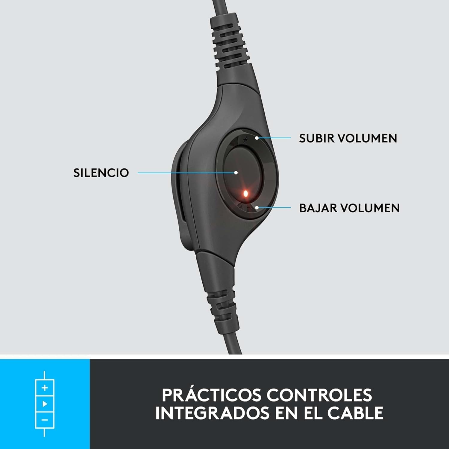 Detalle de Logitech H390: Auriculares con cable USB para PC/Portátil