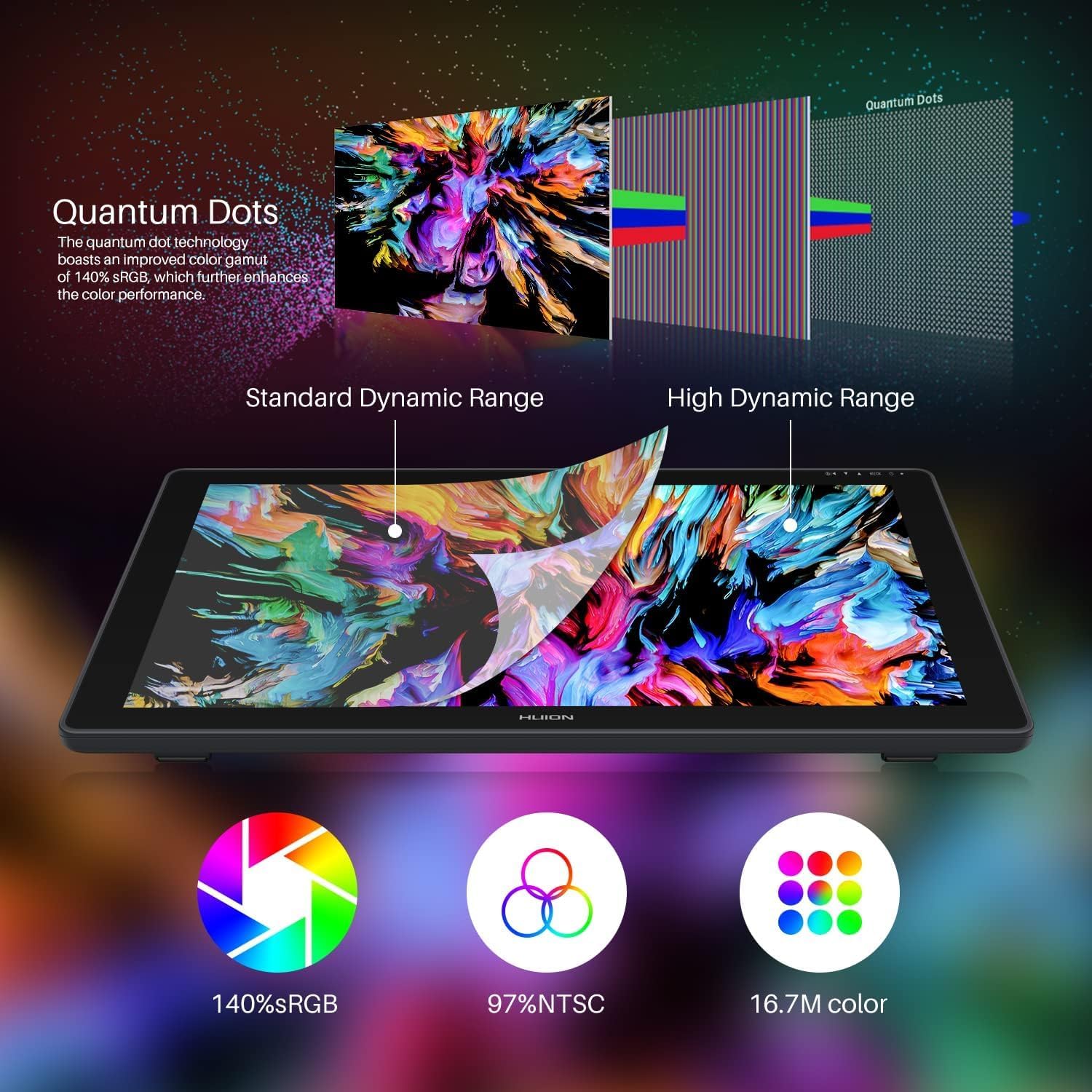 Detalle de HUION Kamvas 24 Plus graphics tablet with 23.8-inch full-laminated QD LCD and battery-free PW517 pen