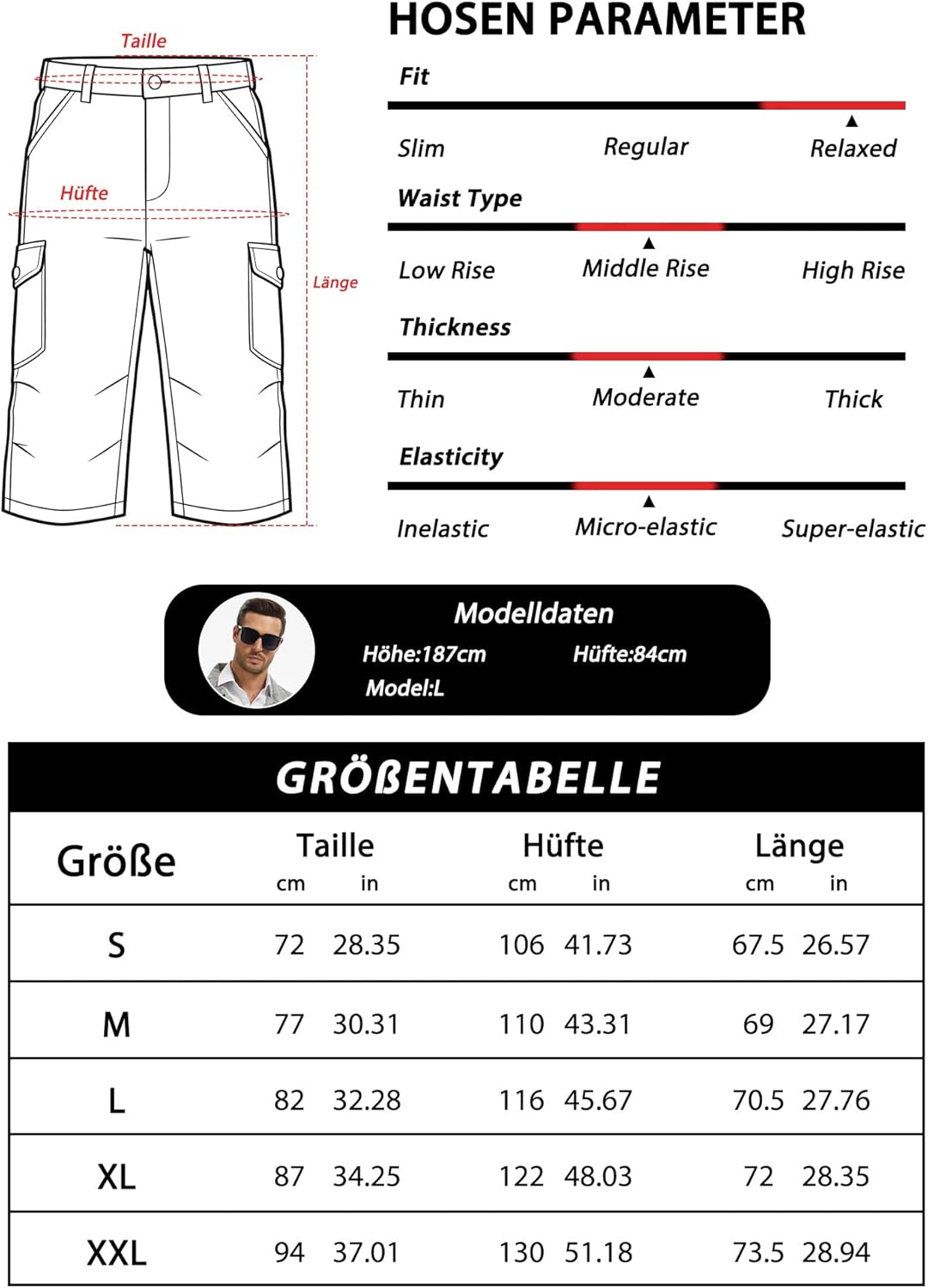 Thumbnail 6 de YYIDATON Herren Cargo 3/4 Shorts – Baumwolle, Oliv, Regular Fit
