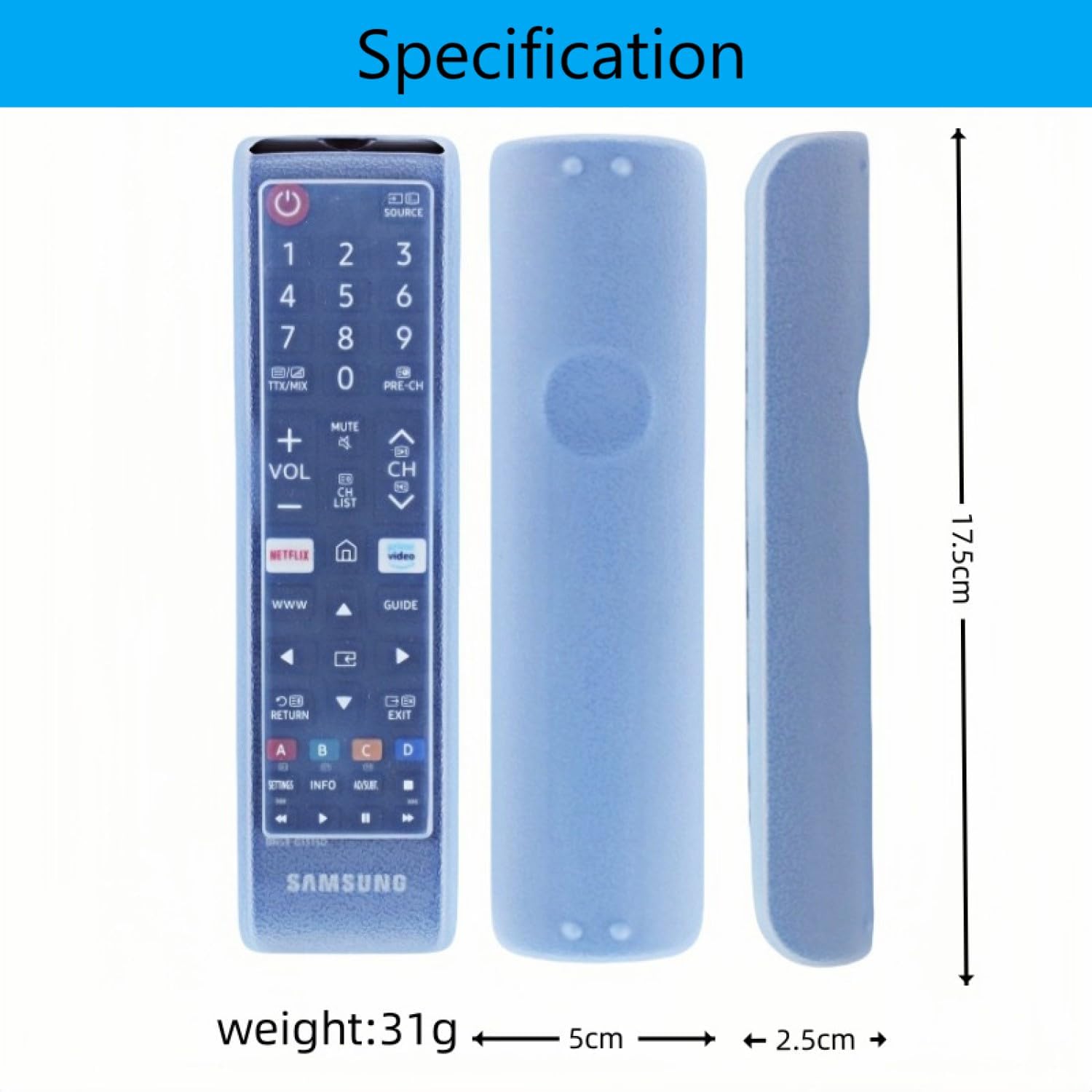 Detalle de Transparent Silicone Remote Cover for Samsung TV Remote – Universal Replacement Sleeve