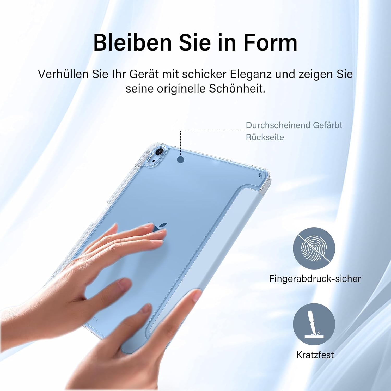 Thumbnail 4 de SZPSGC Hülle für iPad 11./10. Generation (11 Zoll/Auf 10,9 Zoll) mit Stifthalter, trifold & transparenter Rückseite – Blau