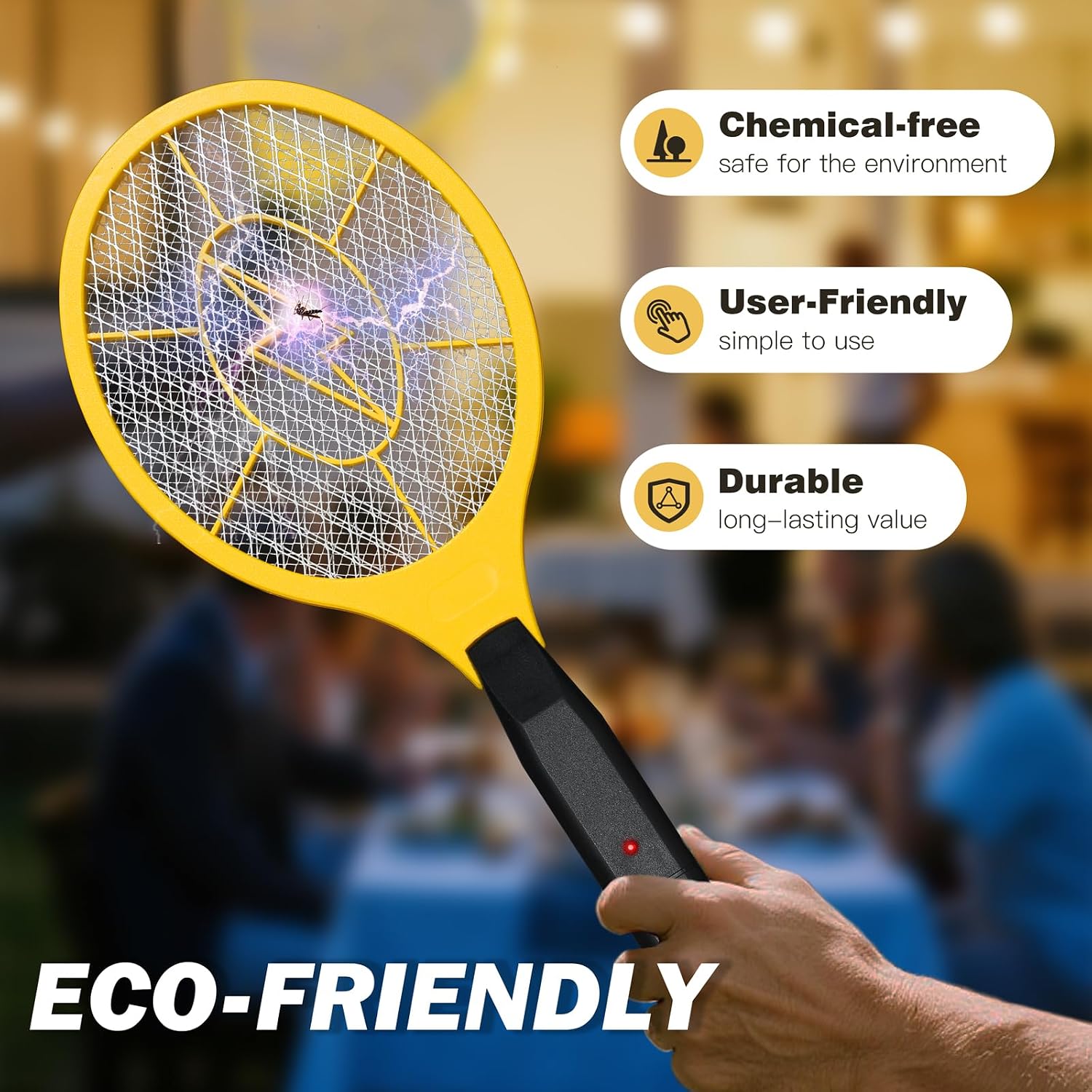 Detalle 1 de GameXcel 2-Pack Electric Fly Swatters with 3-Layer Safety Mesh