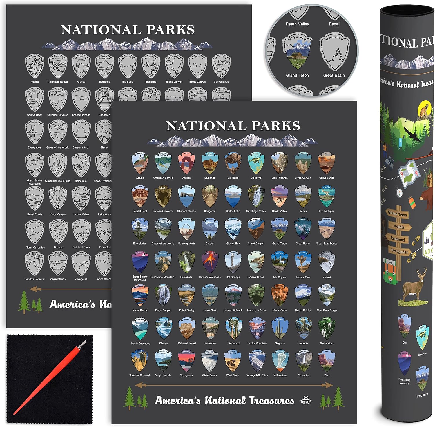 Thumbnail 2 de Bright Standards National Parks Scratch-Off Map, Charcoal Grey